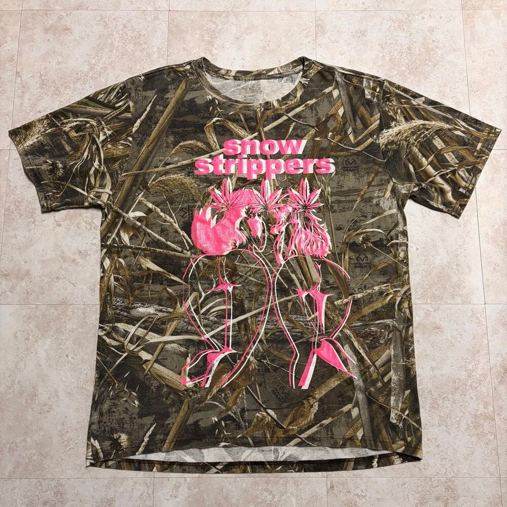 RARE Snow Strippers Realtree Camo T-Shirt